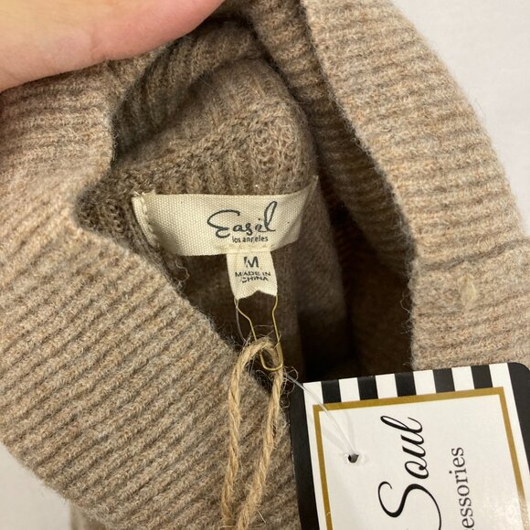 New Easel Medium Light Brown Turtle Neck Cozy Long Sleeve Neutral Sweater - Picture 2 of 11